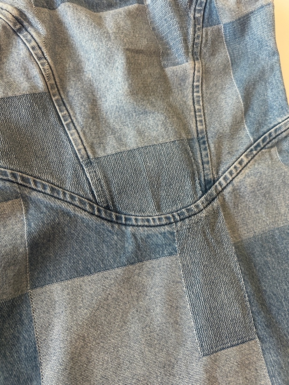Harper Heritage Patchwork XS Denim Midi Dress - Blue Colorblock - Picture 4 of 9